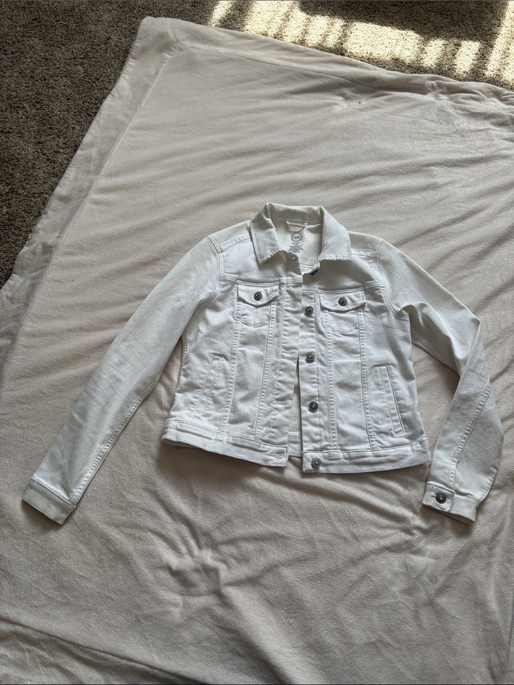 Women's White Denim Jacket - Classic Button-Front child xxl